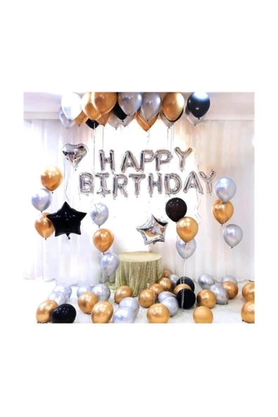 Pazariz Plus Doğum Günü Balonu Kombini Gümüş Kb1252 ürün görseli 1
