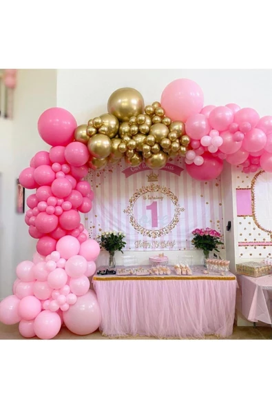 Pazariz Krom Gold Pembe Fuşya Balon Zinciri 100 Adet ürün görseli 1