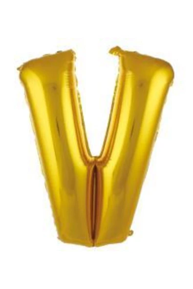 Pazariz 40 Inç 100 Cm Altın Folyo Harf Balon V ürün görseli 1