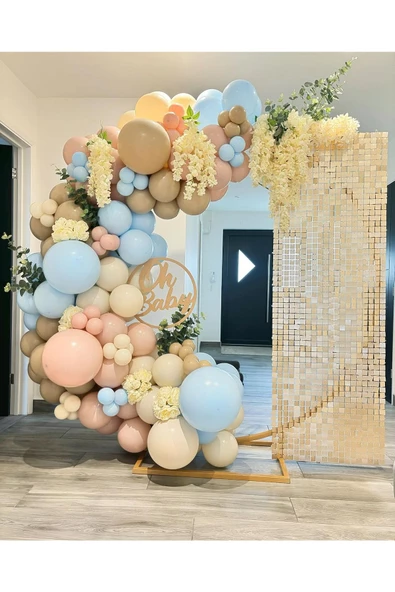 Pazariz Pastel Makaron Mavi Pink Blush Deniz Kumu Ve Fındık Balon Zinciri 100 Adet ürün görseli 1
