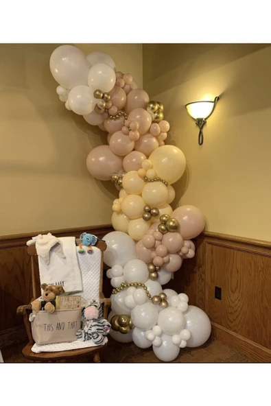 Pazariz Krom Gold Çöl Kumu Sütlü Kahve Ve Beyaz Balon Zinciri 100 Adet ürün görseli 1