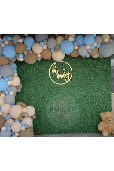 Pazariz Pastel Karamel Sütlü Kahve Ve Makaron Mavi Balon Zinciri 100 Adet ürün görseli 1