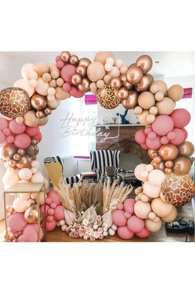 Pazariz Krom Bronz Toz Pembe Çöl Kumu Ve Sütlü Kahve Balon Zinciri 100 Adet ürün görseli 1