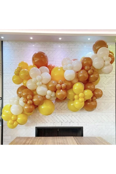 Pazariz Pastel Karamel Zerdeçal Ve Beyaz Balon Zinciri 100 Adet ürün görseli 1