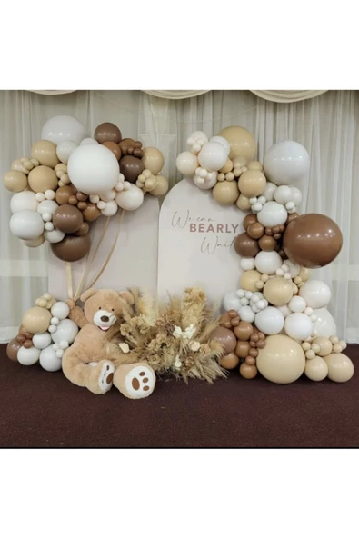 Pazariz Pastel Karamel Sütlü Kahve Ve Beyaz Balon Zinciri 100 Adet ürün görseli 1