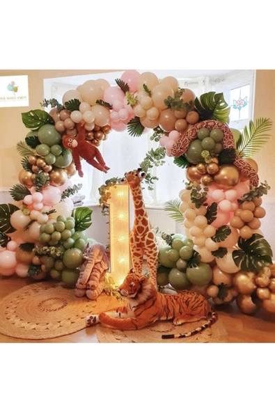 Pazariz Krom Bronz Okaliptus Makaron Pembe Sütlü Kahve Ve Çöl Kumu Balon Zinciri 100 Adet ürün görseli 1