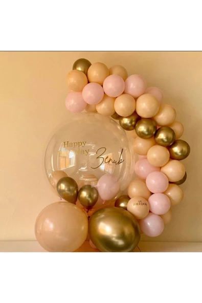 Pazariz Krom Gold Pembe Ten Rengi Balon Zinciri 100 Adet ürün görseli 1