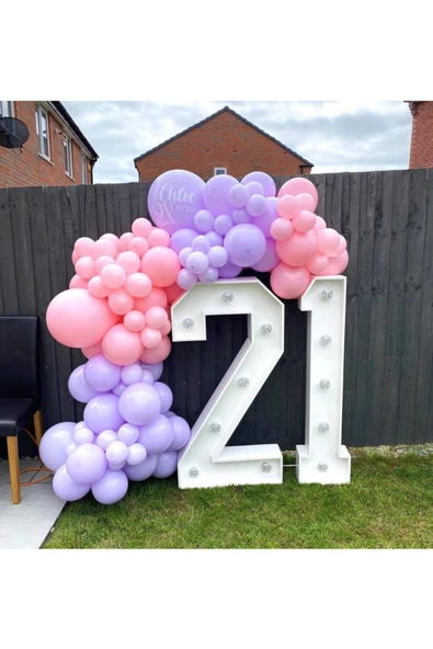 Pazariz Makaron Pastel Lila Ve Pembe Balon Zinciri 100 Adet ürün görseli 1