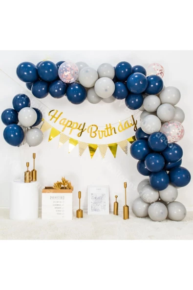 Pazariz Pastel Lacivert Ve Gri Balon Zinciri 100 Adet ürün görseli 1