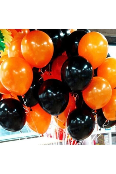 Pazariz 25 Adet Metalik Sedefli (turuncu-siyah) Karışık Balon Helyumla Uçan ürün görseli 1