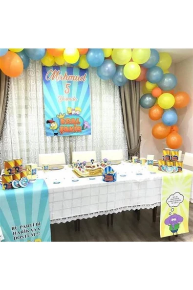 Pazariz 100 Adet Kral Şakir Temalı Balon ve 5 Metre Balon Zinciri ürün görseli 1
