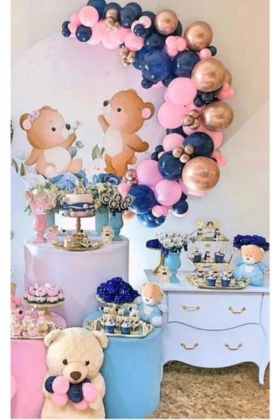 Pazariz Özel Gün Konsept Balon Krom Gold Pastel Lacivert Pembe ürün görseli 1
