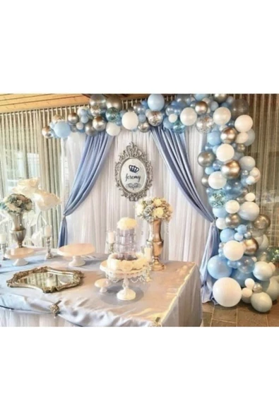 Pazariz Mavi Gri Beyaz Balon Zincir ürün görseli 1