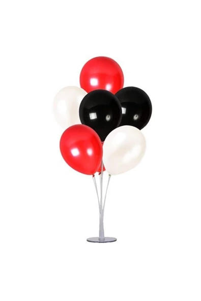 Pazariz Kırmızı Siyah Beyaz Ayaklı Balon Standı ürün görseli 1