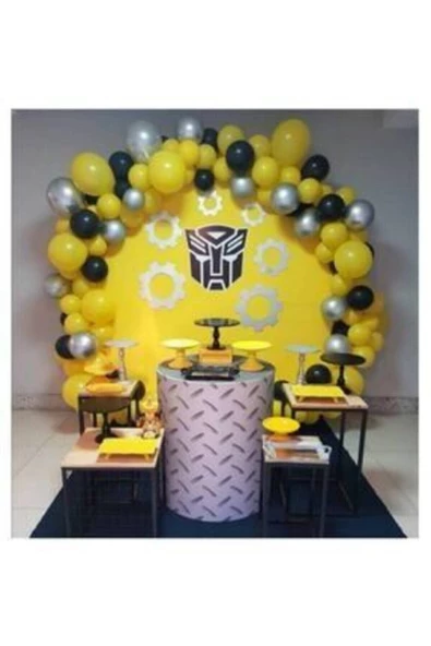 Pazariz Sarı Siyah Gümüş Balon Konsept Balon Ve Balon Zinciri Konsept 124 ürün görseli 1