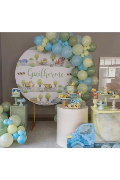 Pazariz Pastel Küf Yeşili Mavi Ve Vanilya Balon Zinciri 100 Adet ürün görseli 1