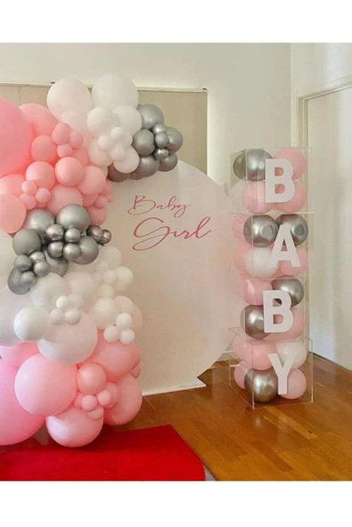 Pazariz Pastel Pembe Beyaz Krom Gümüş Renk Blon Zinciri ürün görseli 1