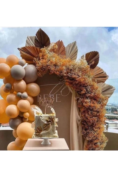 Pazariz Pastel Somon Ve Gri Balon Zinciri 100 Adet ürün görseli 1