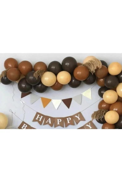 Pazariz Çikolata Kahverengi Somon Karamel Kahverengi Renkte Balon Zinciri 3 Renk Kombin ürün görseli 1