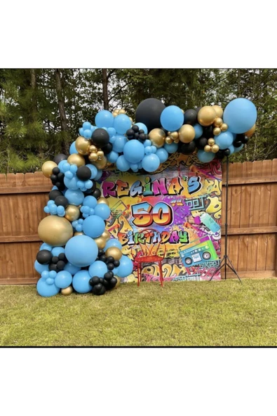 Pazariz Krom Gold Makaron Mavi Ve Siyah Balon Zinciri 100 Adet ürün görseli 1