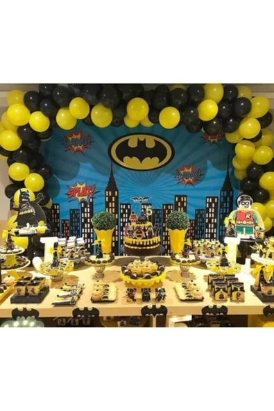 Pazariz 100 Adet Batman Temalı Balon Ve 5 Metre Balon Zinciri ürün görseli 1