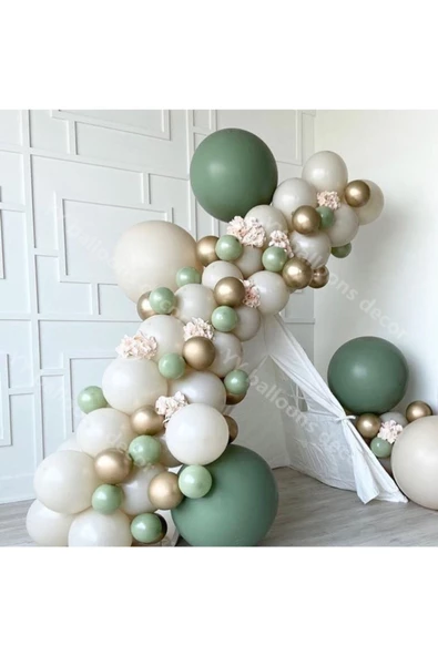 Pazariz Krom Gold Kış Yeşili Ve Deniz Kumu Balon Zinciri 100 Adet ürün görseli 1