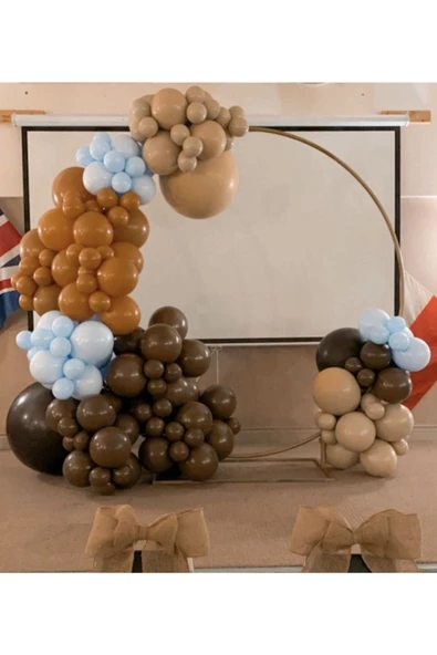 Pazariz Makaron Mavi Kahverengi Karamel Ve Sütlü Kahve Balon Zinciri 100 Adet ürün görseli 1