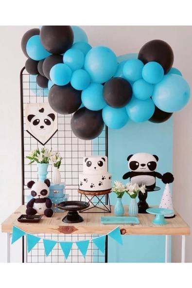 Pazariz Pastel Balon Balon Mavi Siyah Balon Zincir ürün görseli 1