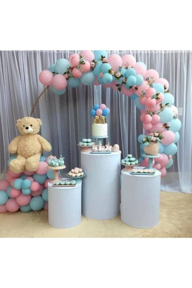 Pazariz Cinsiyet Belirleme Konsept Balon Pembe Mavi Balon Zincir 100 Adet Balon ürün görseli 1