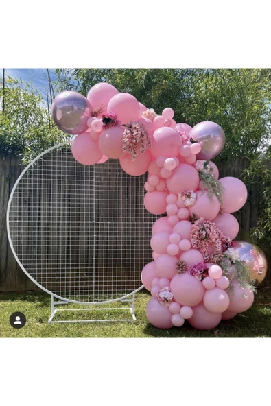 Pazariz Pembe Makaron Ve Pembe Krom Balon Zinciri 100 Adet ürün görseli 1