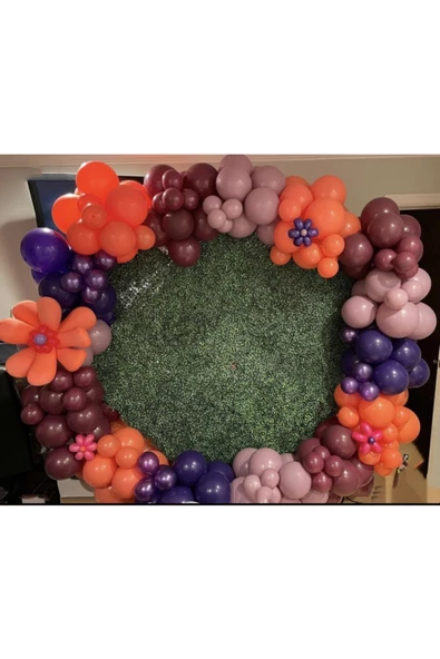 Pazariz Mor Turuncu Toz Pembe Mürdüm Balon Zinciri 100 Adet ürün görseli 1