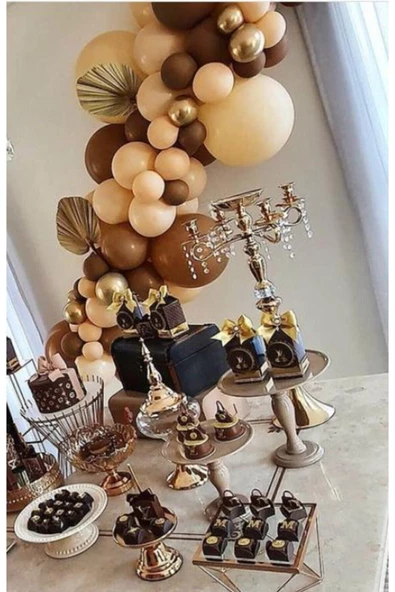 Pazariz Somon Karamel Pastel Balon Konsept Zincir Balon ürün görseli 1