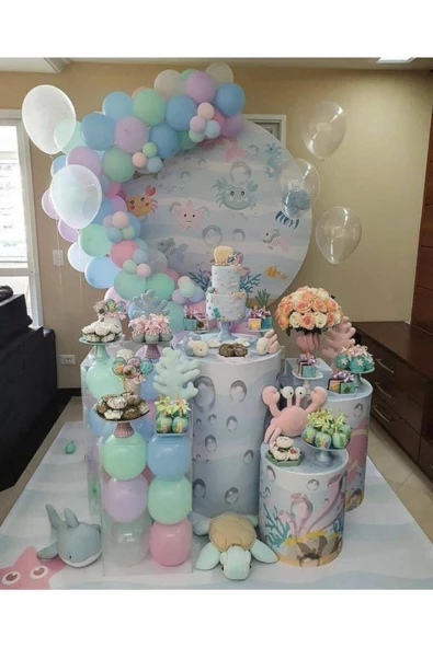 Pazariz Pastel Balon Deniz Kızı Konsept Balon Renkleri Zincir ürün görseli 1