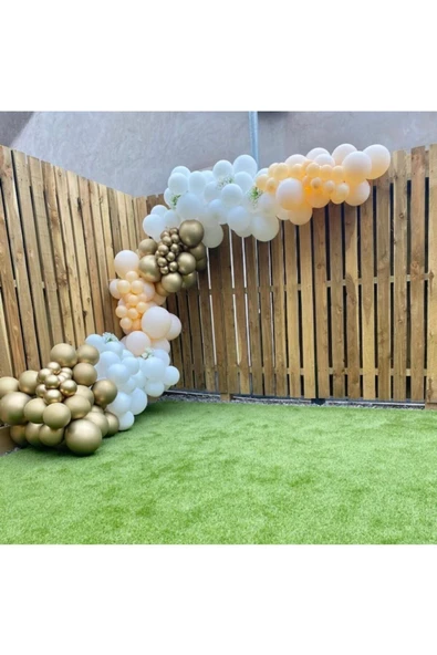 Pazariz Krom Gold Pastel Beyaz Somon Balon Zinciri 100 Adet ürün görseli 1