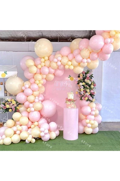 Pazariz Makaron Sarı Ve Pembe Balon Zinciri 100 Adet ürün görseli 1