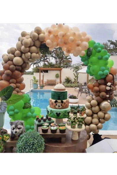 Pazariz Krom Gold Pastel Karamel Açık Yeşil Ve Somon Balon Zinciri 100 Adet ürün görseli 1