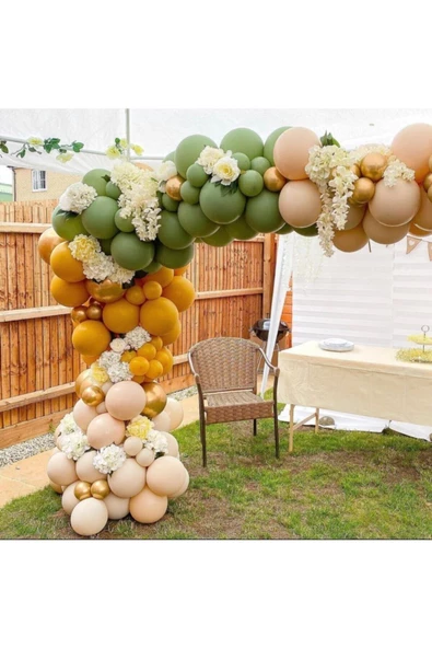 Pazariz Krom Bronz Küf Yeşili Yanık Turuncu Ve Deniz Kumu Rengi Balon Zinciri 100 Adet ürün görseli 1