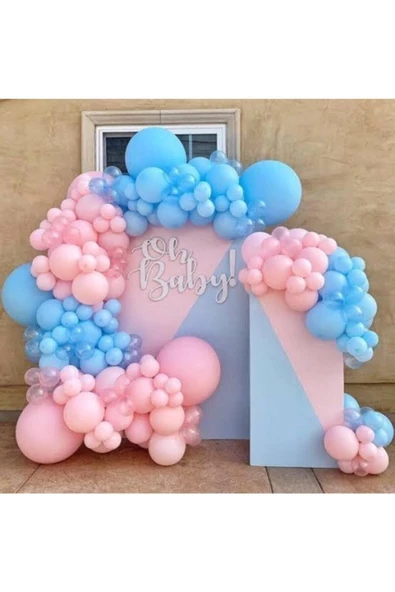 Pazariz Cinsiyet Belirleme Balonları Toplam 100 Adet Balon Ve Balon Zinciri ürün görseli 1