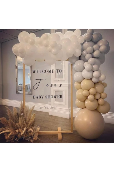 Pazariz Pastel Gri Beyaz Ten Rengi Balon Zinciri 100 Adet ürün görseli 1
