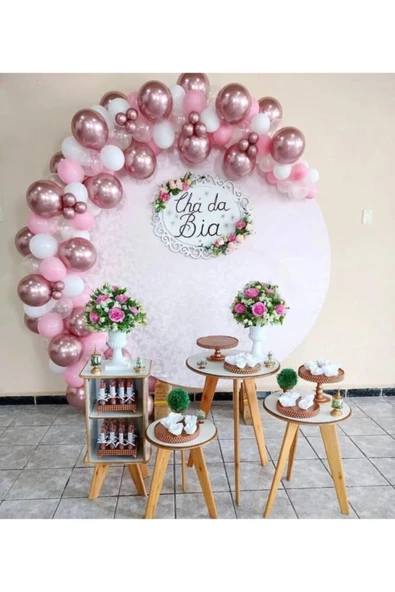 Pazariz Krom Pembe Pastel Balonlar Balon Zinciri ürün görseli 1