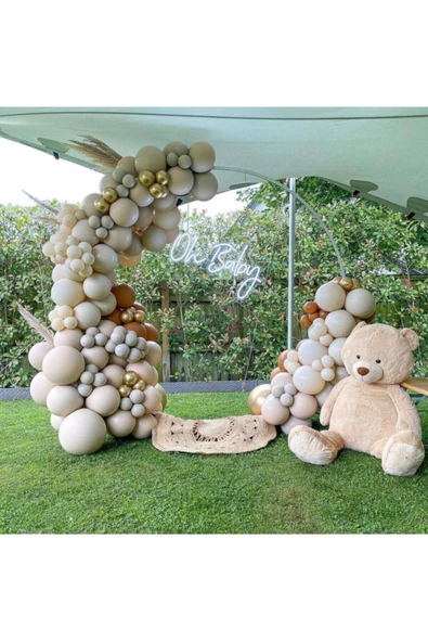 Pazariz Krom Gold Pastel Deniz Kumu Taş Ve Duman Balon Zinciri 100 Adet ürün görseli 1