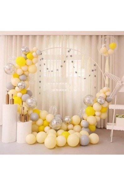 Pazariz Sarı Makaron Zincir Balon Seti ürün görseli 1