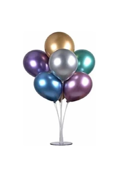 Pazariz Balon Standı 7'li Ve 7 Adet Karışık Krom Balon ürün görseli 1