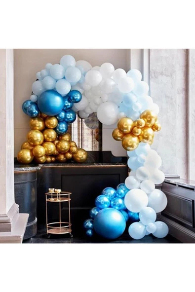 Pazariz Mavi Gold Krom Balon Seti 7,5 Metre ürün görseli 1