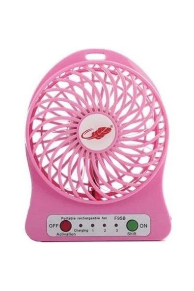 Pazariz Masaüstü Şarjlı Fan Vantilatör Usb Girişli Pembe ürün görseli 1