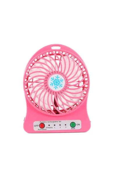 Pazariz Masaüstü Şarjlı Fan Vantilatör Usb Girişli Pembe ürün görseli 1