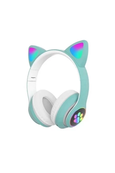 Pazariz Rgb Işıklı Kedi Kulak Kulaküstü Bluetooth Kulaklık Mavi ürün görseli 1