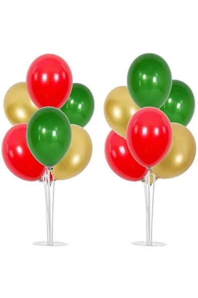 Pazariz Gold Kırmızı Yeşil Ayaklı Balon Standı ürün görseli 1