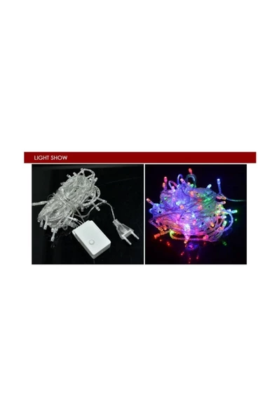 Pazariz 10 Mt 100 Led Işık Renkli Noel Yılbaşı Agaç Süsleme Led Süs 9 Fon ürün görseli 1