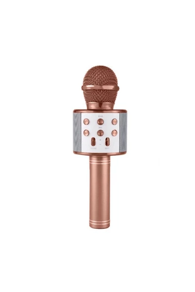 Pazariz Wster Ws-858 Rose Gold Karaoke Mikrofon Bluetooth Hoparlör Aux Usb Mikro Sd Kart Girişli ürün görseli 1